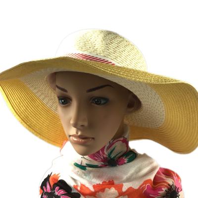 China Eco-Friendly Women Wide Brim Beach Hat Bowknot Foldable Summer Sun Hat Straw Hat for sale