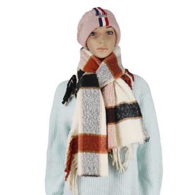 China Hot Selling Classic Plaid Design Designers Warm Soft Feeling Winter Shawl Elegant Soft Acrylic Long Wrap Scarf For Women for sale