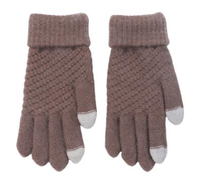 China Jacquard Touchscreen Weave Japan Korea Style New Cashmere Brushed Knitted Gloves Lady Jacquard Touch Screen Gloves for sale