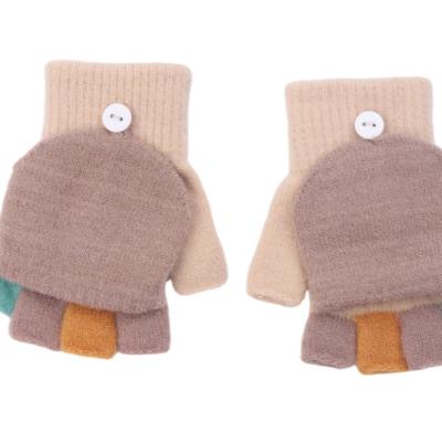 China Simple Candy Color Winter Warm Stretchy Knitted Logo Gloves Kids Boy Girl Magic Gloves Custom Magic Gloves for sale