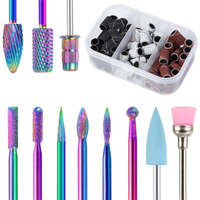 China Beauty Care Wellstry Nail Drill Bits, 10Pcs Tungsten Carbide Drill Bit Set, with 75Pcs Sanding Strips for Acrylic Gel Nails, Manicure for sale