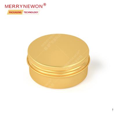 China Gold Cosmetic Round Aluminum Metal Jar With Screw Lid Aluminum Tin Can 50ml 50g Seamless Custom Logo Reusable Packaging for sale