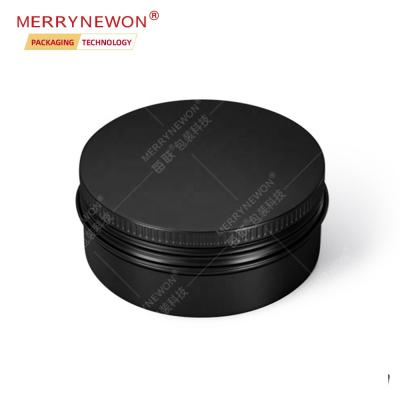 China Black Cosmetic Metal Aluminum Tin Cans With Screw Lids Food Grade Container Sealed Aluminum Box For Cream Cookie 150ml 150g 5oz for sale