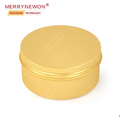 China Food grade cosmetic tighr aluminum tin can bang with screw lids gold sealed recyclable round aluminum container for biscuit 200ml 200g for sale