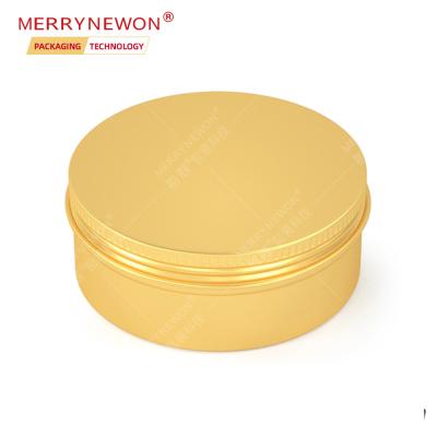 China 250g 250ml 8oz Cosmetic Durable Aluminum Tin Can With Sealed Screw Cap No High Rust Sealing Metal Round Gold Foil Container for sale