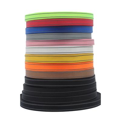 China Factory wholesale viable imitation pearl pattern nylon inter-color plain weave webbing reflective webbing color pet belt rope for sale