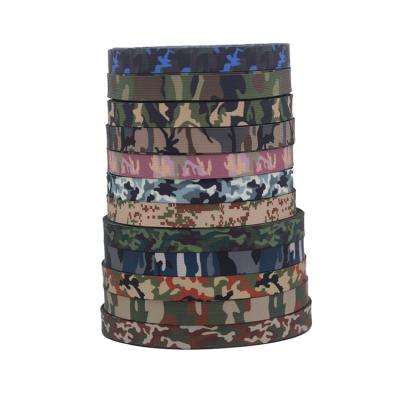 China Viable custom belt thickened thermal transfer imitation nylon ribbon camouflage cotton belt printing clothing accessories for sale