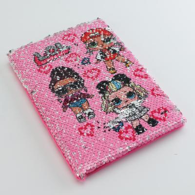 China Cute Hardcover Book Cartoon Glitter Cover Silk Screen Back Cover Striped Notebook for sale