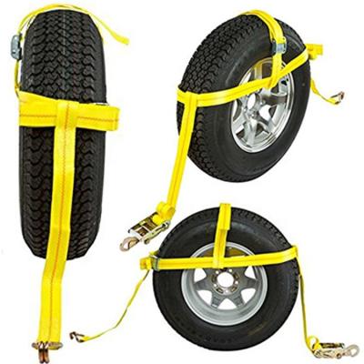 China Manual Packing Link Down Strap Side Mount Wheel Net with Cam Buckle and 2 Ratchet Wheel Straps for sale