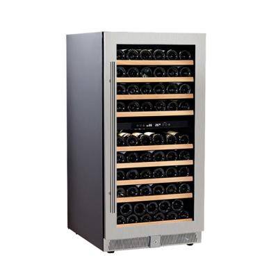 China RV 265L 99 bottle wine coolers for sale for home, restaurant, hotel wine fridge 100V 240V, double zone wine celler for sale