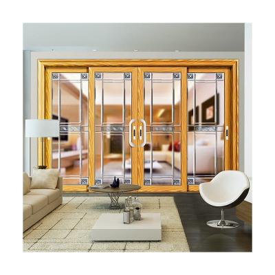 China Large Glass Plate Modern Aluminum Narrow House Doors Tempered Glass Sound Insulation Frame Sliding Doors for sale