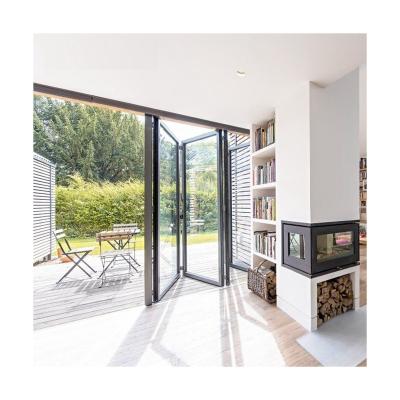 China Folding Screen Factory Direct Sales Thermal Break Accordion Aluminum Bifold Folding Doors for sale