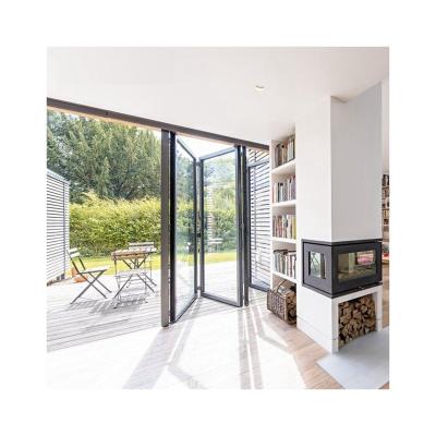 China Folding Screen Customize Doors Lightweight Aluminum Asian Style Double Glazing Bifold Folding Door for sale