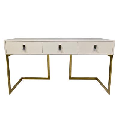 China RuikangCabinet Customized Modern Wooden Vanity Table Bedroom Dresser Stainless Steel Legs Drawer White Dressing Table for sale