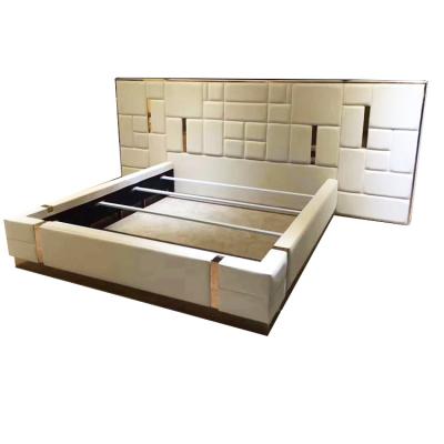 China RuikangNordic Luxury Hotel Furniture King Queen Size Bed Modern Home Sleep Leather Bed High Quality for sale