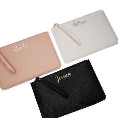 China High quality wholesale custom vegan pu leather cosmetic bag with single handle strap for sale