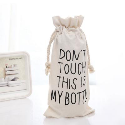 China Reusable Customized Cotton Muslin Drawstring Bags For Bottle for sale