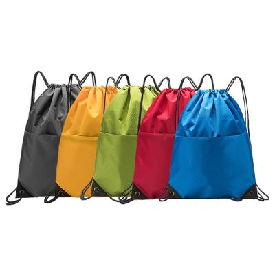 China Gym Waterproof Hot Selling Nylon Drawstring Bag With Zipper Pocket for sale