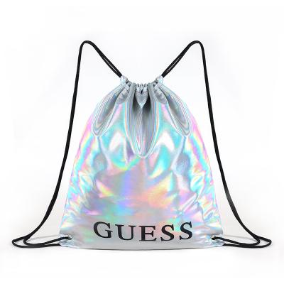 China Waterproof Water Resistant Leather Holographic Drawstring Bags for sale