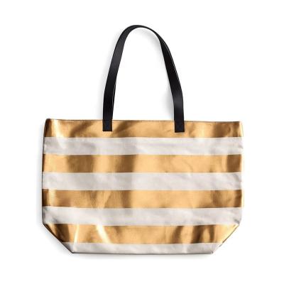 China Fashion Quality Stripe Canvas Tote Bag for sale