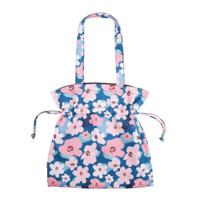 China Hot Selling Drawstring Floral Travel Tote Nylon Drawstring Bag for sale