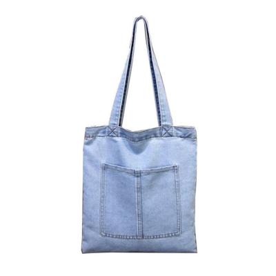 China Wholesale pattern denim fabric custom printing custom reusable shopping bag for sale