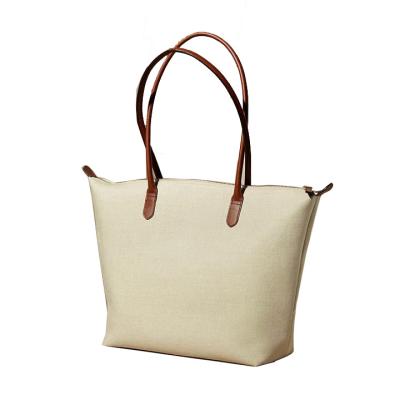 China High quality fashion weekender tote travel canvas bags with leather handle for sale