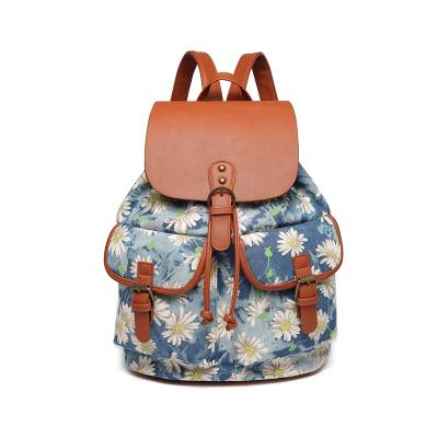 China Floral Pattern Canvas Floral Printing Stylish Backpacks For Women for sale