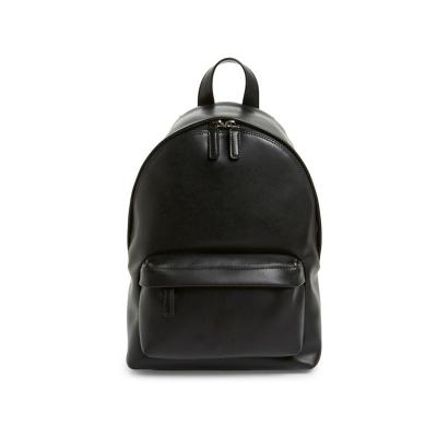 China Cute Mini Style Black Leather Backpack Small Black Backpacks for sale