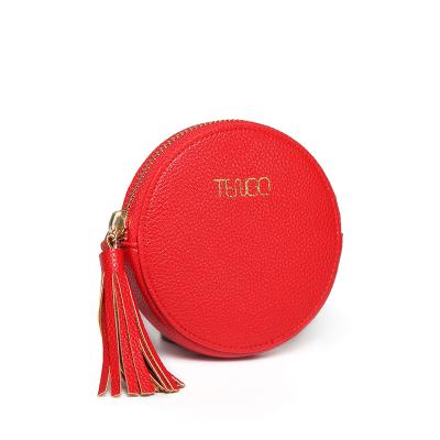 China Fashion Small Leather Coin Pouch With Tassel for sale