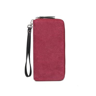 China Brown RFID Zipper Long Wallet For Women for sale