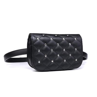 China Water Proof Pussy Waist Bag Women Waist Pack Small Casual Leather Pouch Women Waist Bag Rivets Purse bolsa for sale