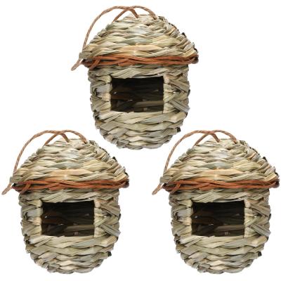 China Breathable Warm Cheap Outdoor Hummingbird House Hanging Natural Grass Woven Bird Nest Resting Places Thrush Birdcage for sale