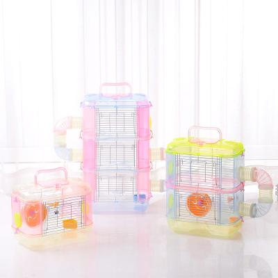 China Viable China made transparent hamster small luxury animal crystal villa cage external pipe cage for hamster for sale