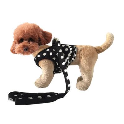 China Viable Small Dog Polka Dot Vest Harness Pet Clothes With Leash For Puppies for sale