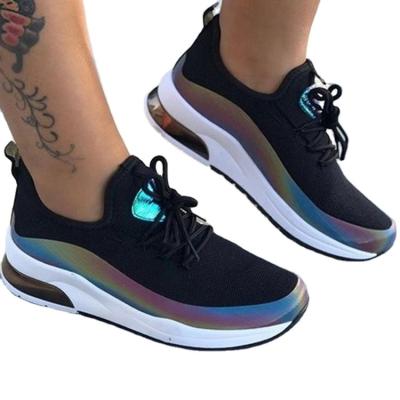 China New Arrival Ladies Fashion Trend Women's Breathable Sneakers Shiny Fluorescent Flat Lightweight Comfortable Running Shoes for sale