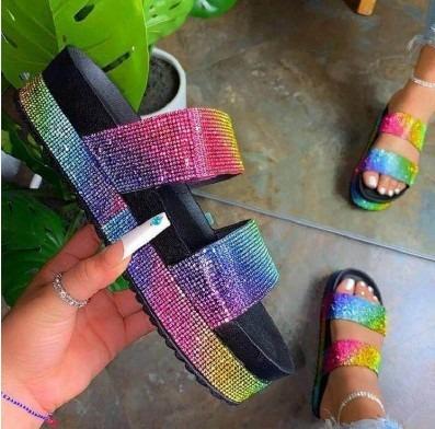 China 2021 Fashion Trend High Platform Sandals Women's Hot Selling Rhinestone Chunky Sandals for sale