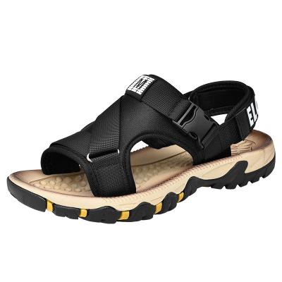 China High quality hot sale custom made mesh fabric summer season flat hook loop vamp unique rubber men's beach sandals for sale