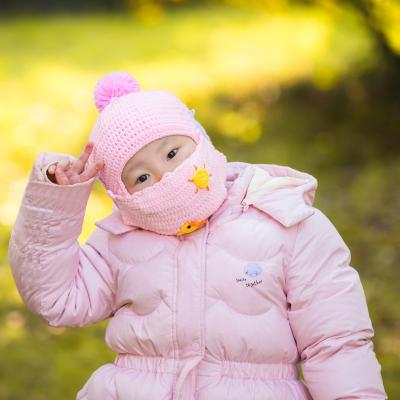 China Hand crochet winter professional babies' factory hand crochet mask hat kids fashion hat for sale