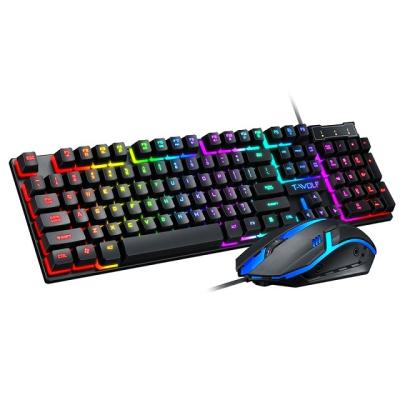 China Wired TF200 Colored Wired Led Keyboard and Mouse Combo RGB Ergonomic Gaming Mouse Keyboard Set For Pubg Mobile for sale