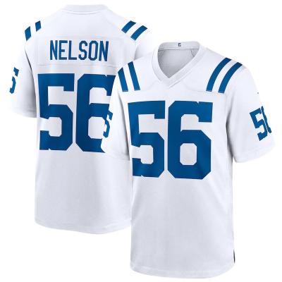 China Antibacterial Indianapolis City Stitched Colt Team Uniform Men's American Football Royal Jersey #56 Nelson #28 Taylor for sale