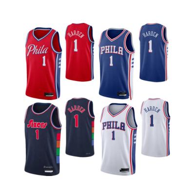 China Wholesale High Quality Embroidered Antibacterial 0 Maxey 1 Philadelphia City 76er Basketball Uniform Harden 21 Embiid Basketball Tank Top for sale