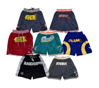 China Shirts & Tops Wholesale High Quality Vintage Embroidered American Football Shorts Zip Up Pocket 49 Shorts for sale