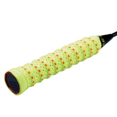 China Wholesale Quality PU Overgrips Two Color Tennis Non-slip Perforated Badminton Racket for sale