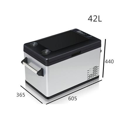 China Compressor DC Car Refrigerators Auto Home Caming Compressor Small Mini 42L Cooler Fridge Drinkable for sale