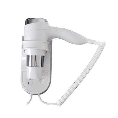 China Honeyson Security Control Hotel Wall Mounted Multifunctional White Wall Mounted Hair Dryer for sale