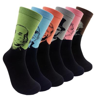 China 6 Pairs Cotton Men's Sports Creative Women Socks Tube Skateboard Funky Funny Casual Happy Socks Presidential Avatar for sale