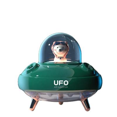 China Mini UFO Car Humidity Control 400ML Double Sprayer Mist Maker Night Light Water Diffuser Bedroom Silent Dust Rmove Cartoon Gift for sale