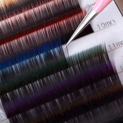 China Korea Private Label Person 0.07 Mink Ombre Color Eyelash Extensions Top Grade PBT Fiber for sale