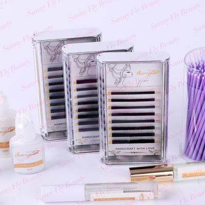 China Light Private Label 3d eye lash volume slit tips ellipse flat extension for sale